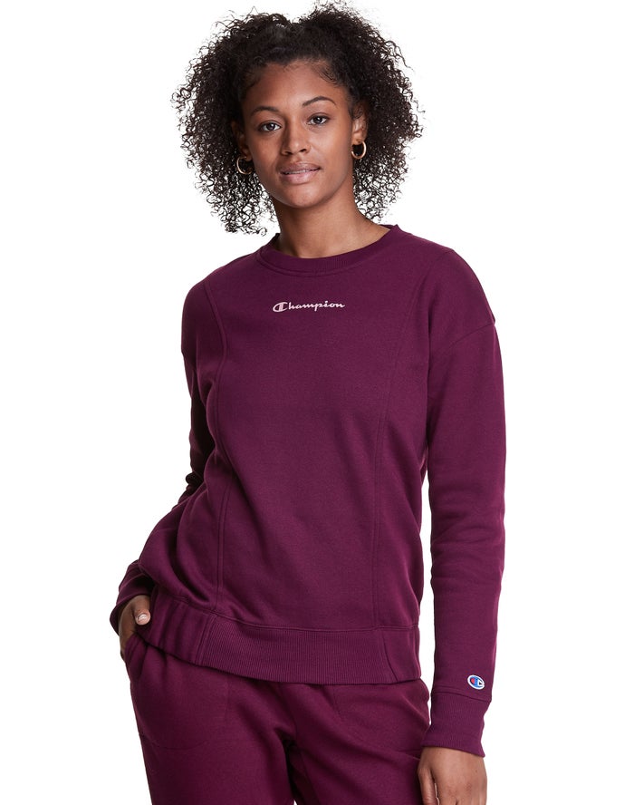 Champion Dame Sweatshirt MørkeLilla - Fleece Crew - Danmark XYT-817943